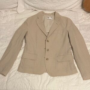 IDLF x Uniqlo wool blend cream and tan plaid Blazer